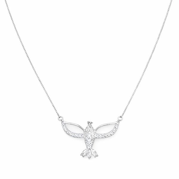 Colar Espirito Santo Cravejado Banhado a Prata 18K