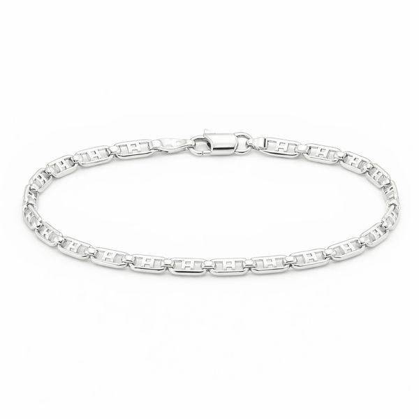 Pulseira Piastrine Fecho Mosquetinho Banhado a Prata 925