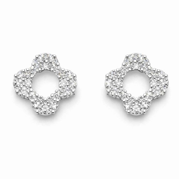 Brinco Flor Trevo Cravejado Banhado a Prata 925