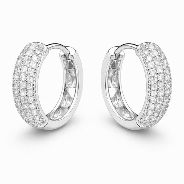 Brinco Argola Cravejada N17 Zircônia Banhado a Prata 925