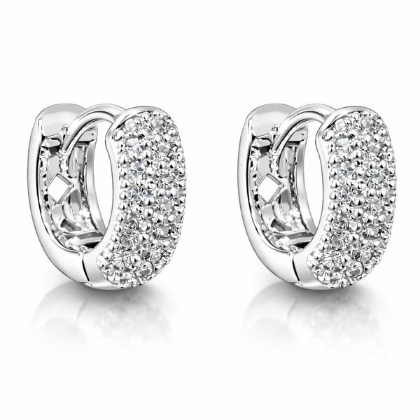 Brinco Argola Cravejado N13 Zircônia Banhado a Prata 925