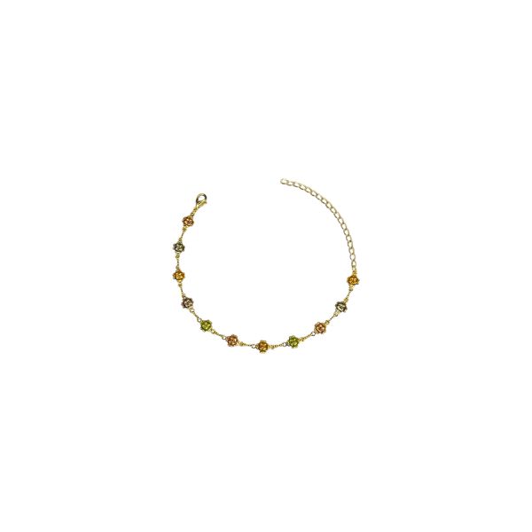 Pulseira Flor Trevo Colorida Banhado A Ouro 18K