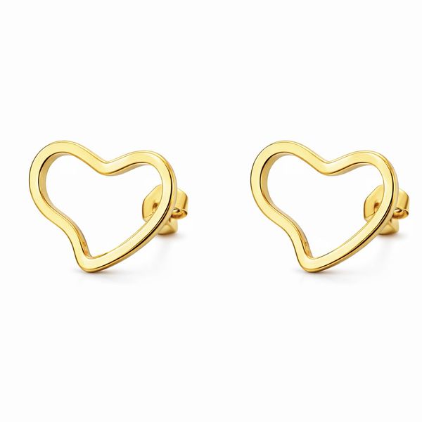 Brinco Coração Vazado Curvado Banhado a Ouro 18K