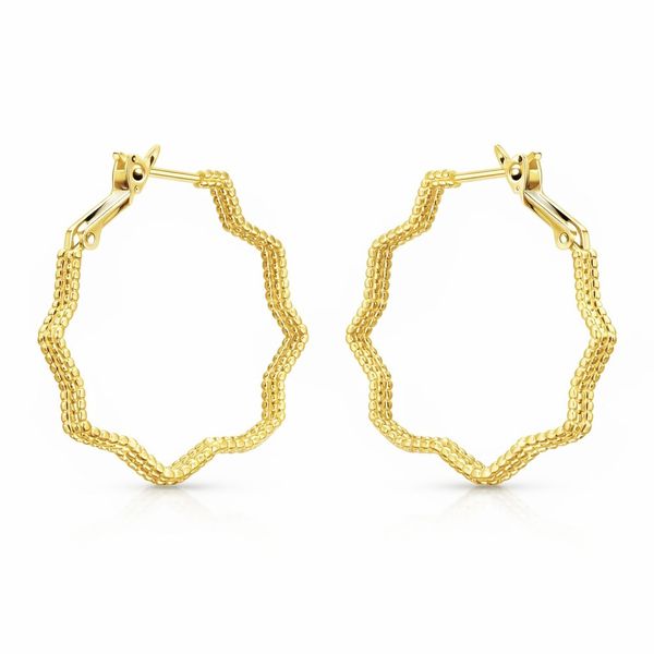 Brinco Argola ZigZag 3 Fios Click Banhado a Ouro 18k