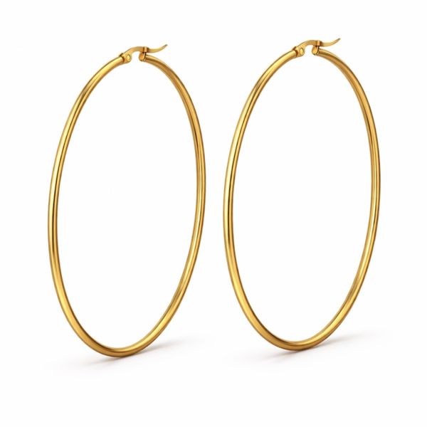 Brinco Argola Click N°6 Aço Dourado