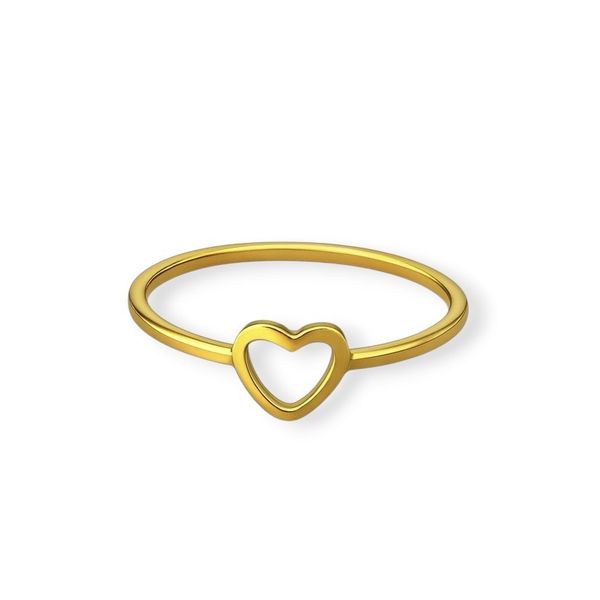 Anel Coração Vazado Banhado a Ouro 18K