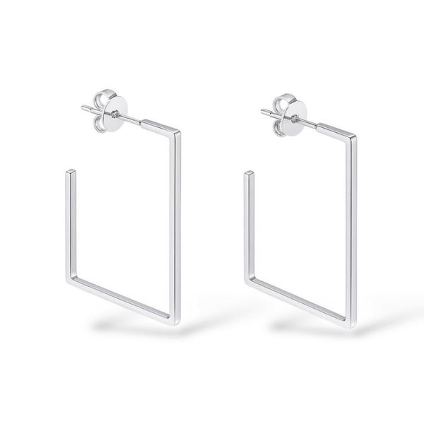 Brinco Argola Quadrado Banhado A Prata 925