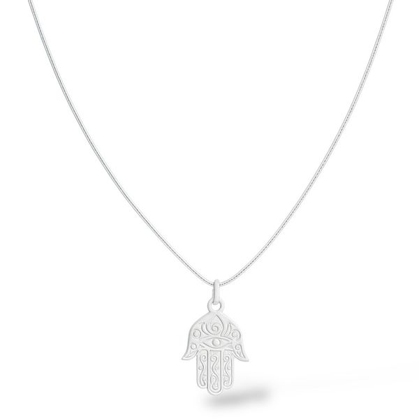 Colar Mão Hamsá Pendurado Banhado A Prata 925