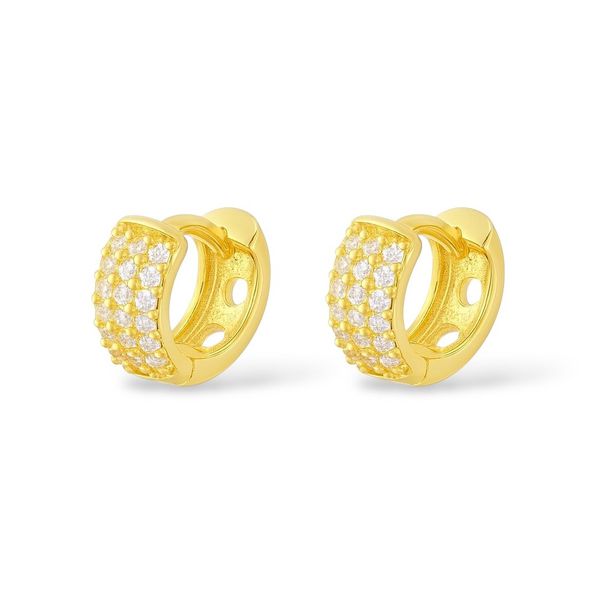 Brinco Argola Cravejada N°13 Zircônia Banhado. Ouro 18K
