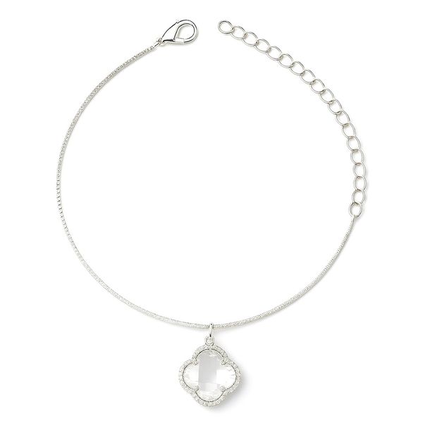 Pulseira Veneziana Trevo 3D Cristal Banhado A Prata 925