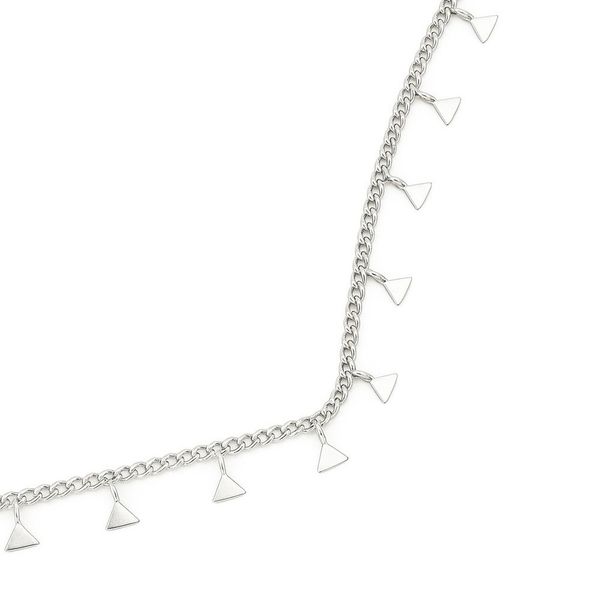Tornozeleira Triângulo Contínua Banhado A Prata 925