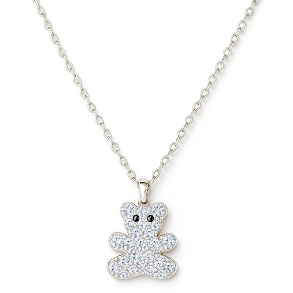 Colar Infantil Urso Cristal Cravejado Banhado a Prata 925