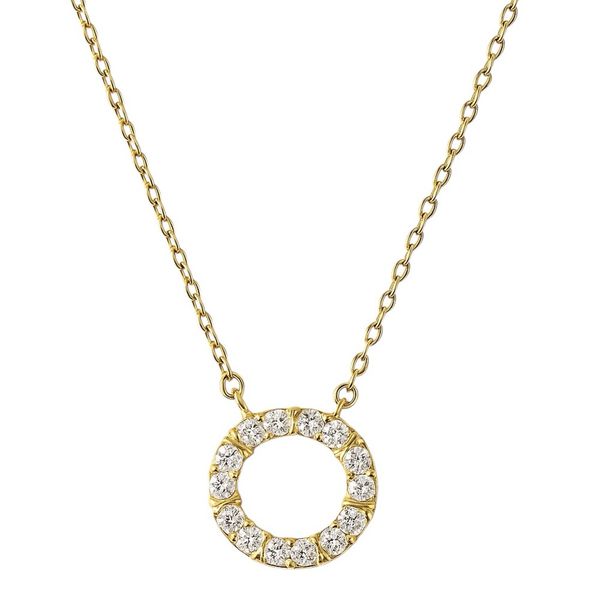 Colar Círculo Vazado Cravejado Cristal Banhado a Ouro 18K