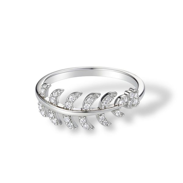 Anel Ramo Cristal Cravejado Banhado a Prata 925