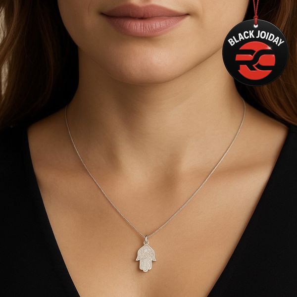 Colar Mão Hamsá Pendurado Banhado A Prata 925