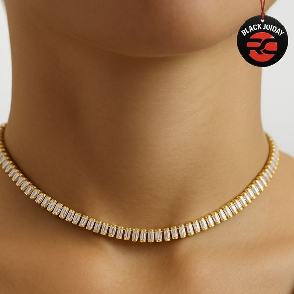 Colar Riviera Zircônia Banhado A Ouro 18K