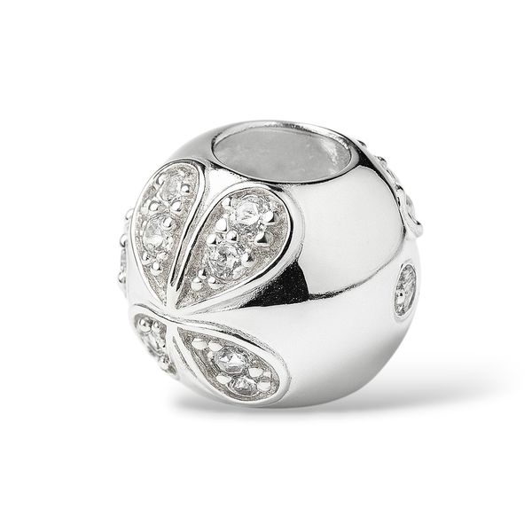 Pingente Berloque Flor Cristal Zircônia Banhado A Prata 925