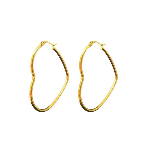 Brinco Argola Coração Click Número 4,5 Aço Dourado 