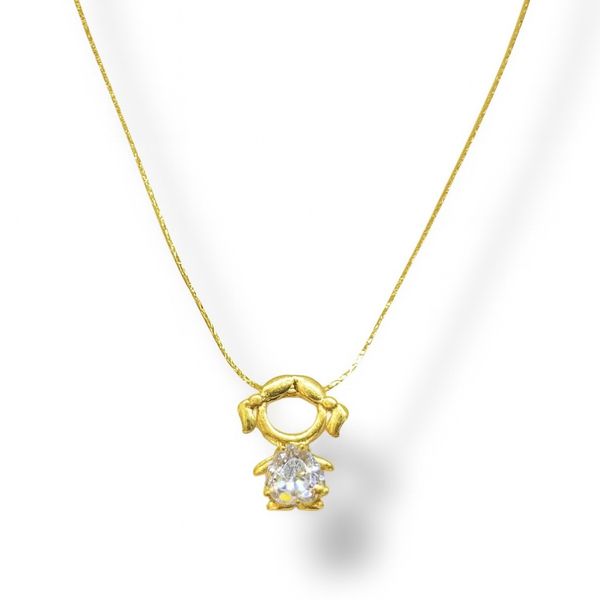 Colar Malha L90 Meninona Passante Banhando A Ouro 18K