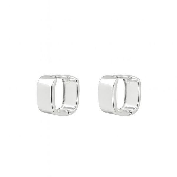 Brinco Argola “O” Quadrado Click Banhado A Prata 925