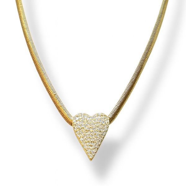 Colar Lacraia Coração Cravejado Banhado A Ouro 18K