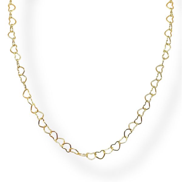 Colar Elo Coração Vazado Banhado A ouro 18k