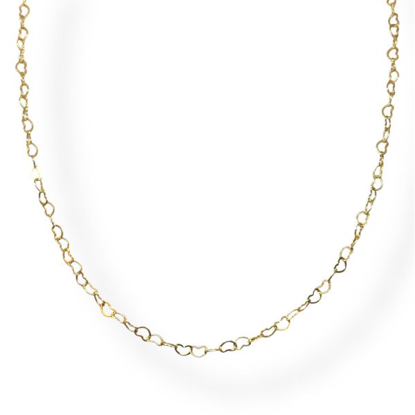 Colar Elo Coraçao Vazado 47/3 Banhado A Ouro 18k