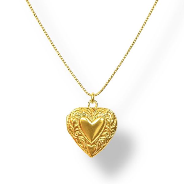 Colar Relicário Coração 17 Banhado A Ouro 18K