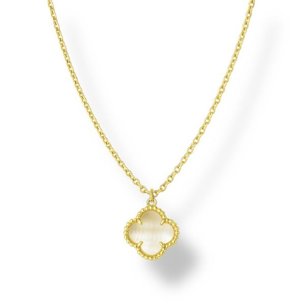 Colar Elo Português Trevo 3D Cristal Banhado A Ouro 18K