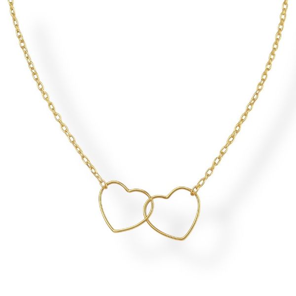 Colar Cartier Dois Coração Algema Banhado A Ouro 18k