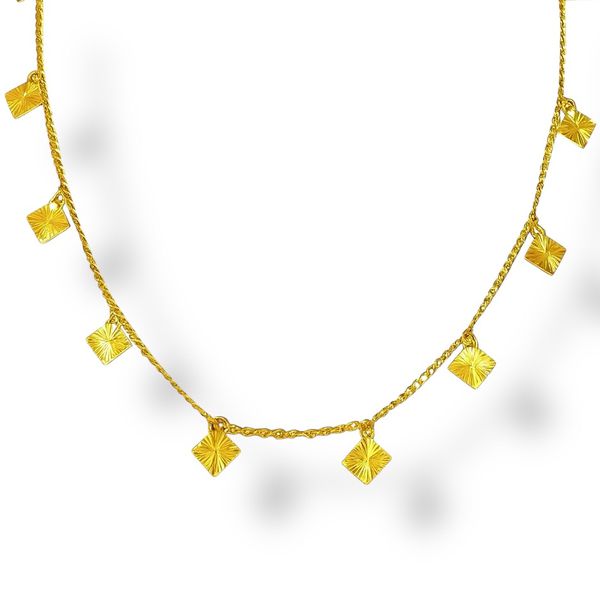 Colar Losango Pendurado Banhado A Ouro 18K