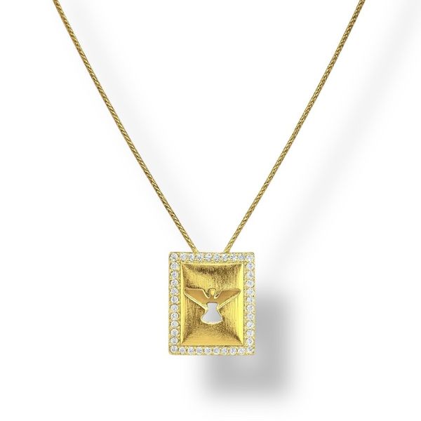 Colar Espírito Santo Vazado Passante Banhado A Ouro 18K