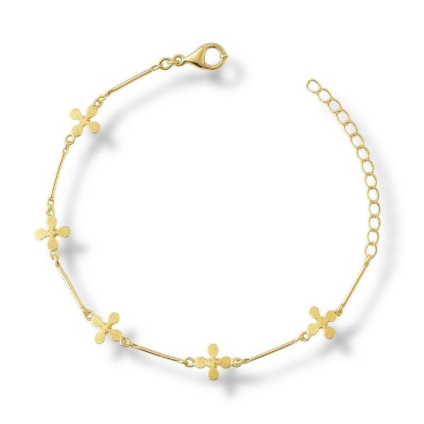 Pulseira Cinco Trevo Canutilho Espaçada Banhado A Ouro 18k