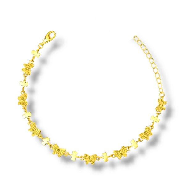 Pulseira Borboleta Laço Interno Banhado A Ouro 18K