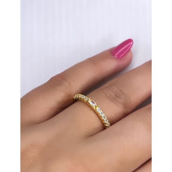 Anel Aparador Pedra Cristal Banhado A Ouro 18k 