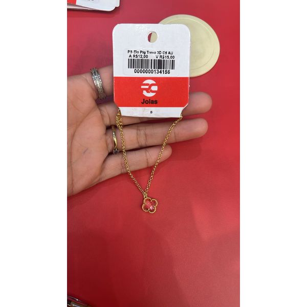 Pulseira Elo Portugueses Trevo 3D Cristal Banhado A Ouro 18K