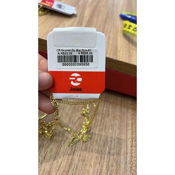 Corrente Grumet Dupla Fecho Mosquetinho Banhado A Ouro 18K