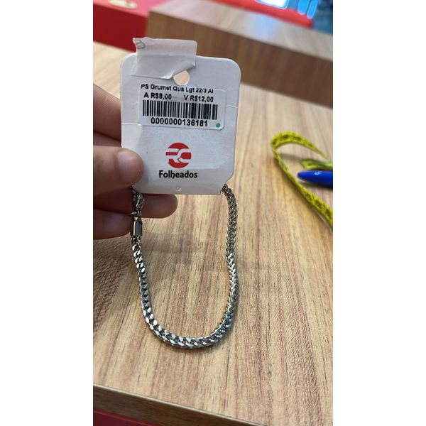 Pulseira Grumet Quadrada Fecho Lagosta Aço Inoxidável 