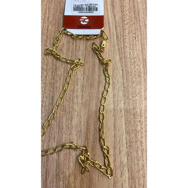 Corrente Grumet Alongado Fecho Gaveta Banhado A Ouro 18K
