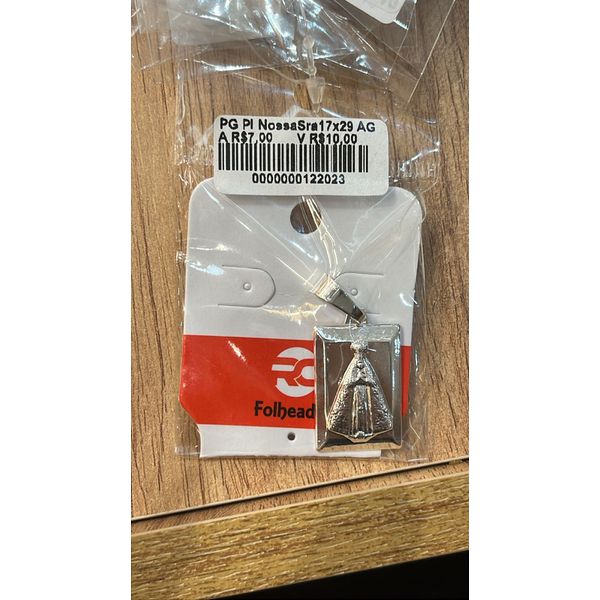 Pingente Placa Nossa Senhora Banhado A Prata 925