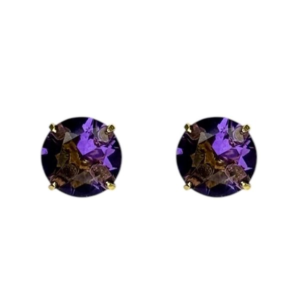 Brinco Diamante Roxo Banhado A Ouro 18K