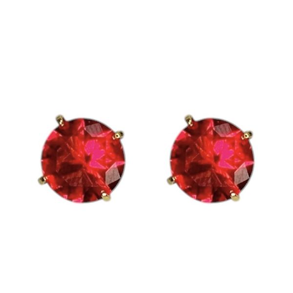 Brinco Diamante Rosa Escuro Banhado A Ouro 18K