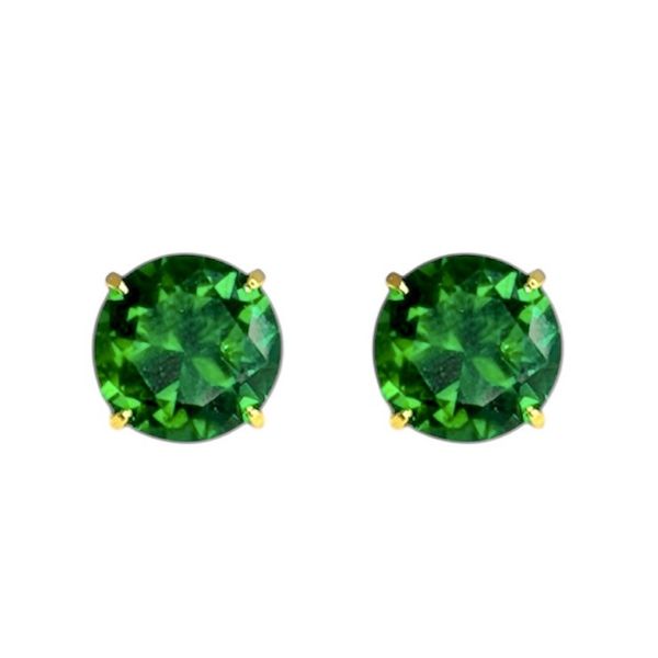 Brinco Diamante Verde Banhado A Ouro 18K