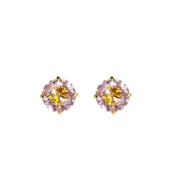 Brinco Diamante Rosa Banhado A Ouro 18k