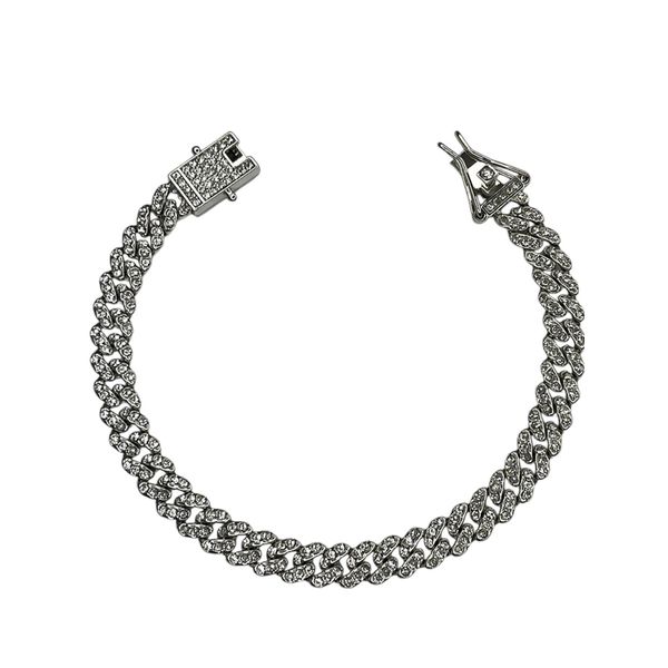 Pulseira Ice Cravejada Trava Dupla Aço Inoxidável.