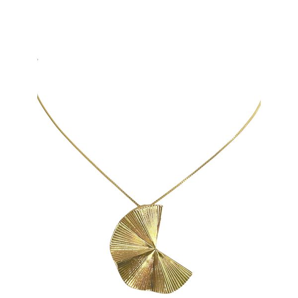 Colar Leque Prega L Banhado A Ouro 18K