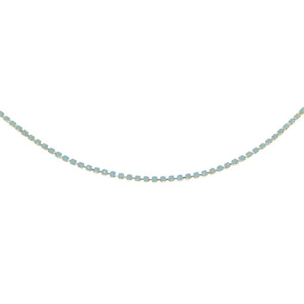 Colar Riviera Azul Bebê Banhado A Ouro 18K