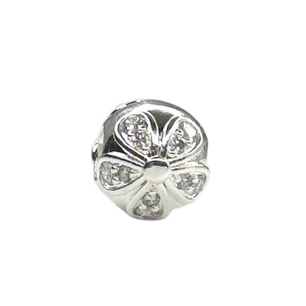 Pingente Berloque Flor Cristal Zircônia Banhado A Prata 925