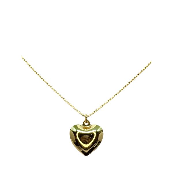Colar Coração Abaulada 15 Banhado A Ouro 18k