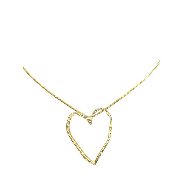 Colar Coração Torto Banhado A Ouro 18K